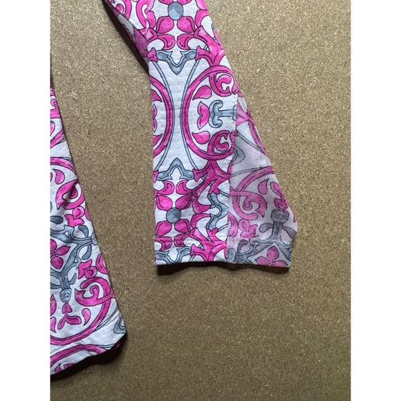 ibkul size MPink Quarter Zip Pullover Top Gray White Patterned Long Sleeve Women - Picture 6 of 10